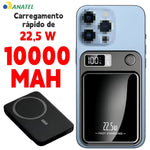 Carregador Portátil Power Bank Magnético 22,5W Carregamento Rápido USB-C com Display Digital