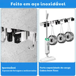 Suporte para Vassouras e Ferramentas de Parede Organizador Multiuso com Ganchos