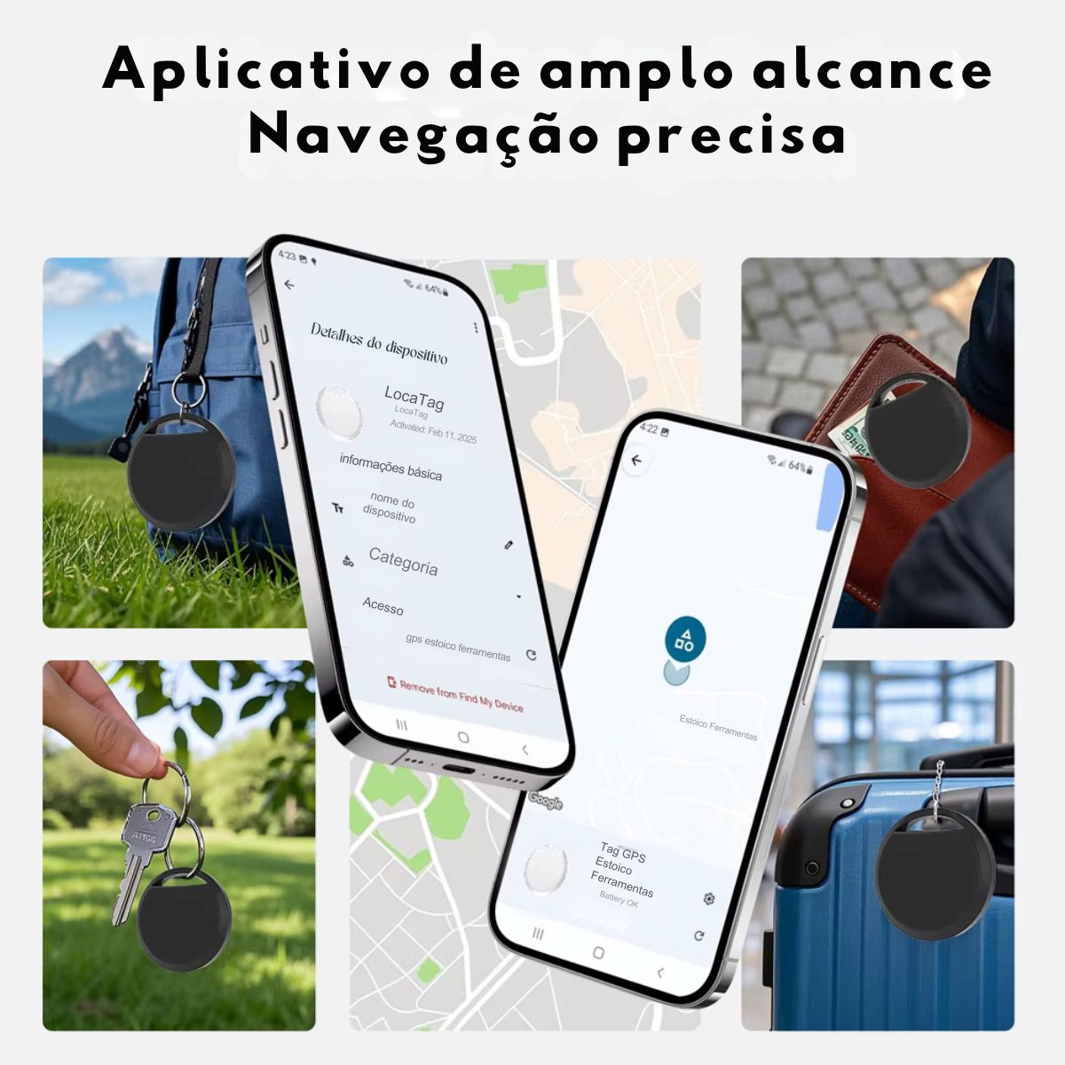 Rastreador Android Inteligente para Chaves, Mochilas, Pets e Veículos