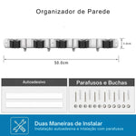 Suporte para Vassouras e Ferramentas de Parede Organizador Multiuso com Ganchos