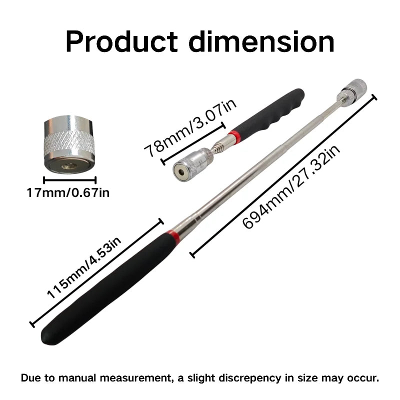 1pc Portable Magnetic PickUp Tool Magnet Pen Extendable Telescopic Inspection LED Torch Magnet Rod for Picking Up Screws Nut Bol