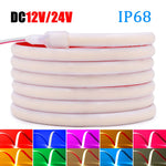 IP68 Waterproof COB LED Neon Strip Light 5m 10m 15m 20m 0.5m 12V 24V 320LED Flexible Tape Silicone Tube Lamp Liner Lighting RA90