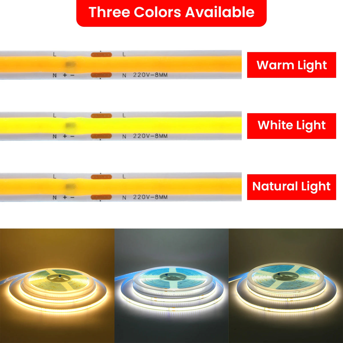 COB LED Light Strip AC 110V 220V With US EU Plug 2PIN Wire Super Bright 240LEDs/m 3000k 4000k 6000k Flexible Lamp 5m 10m 15m 20m