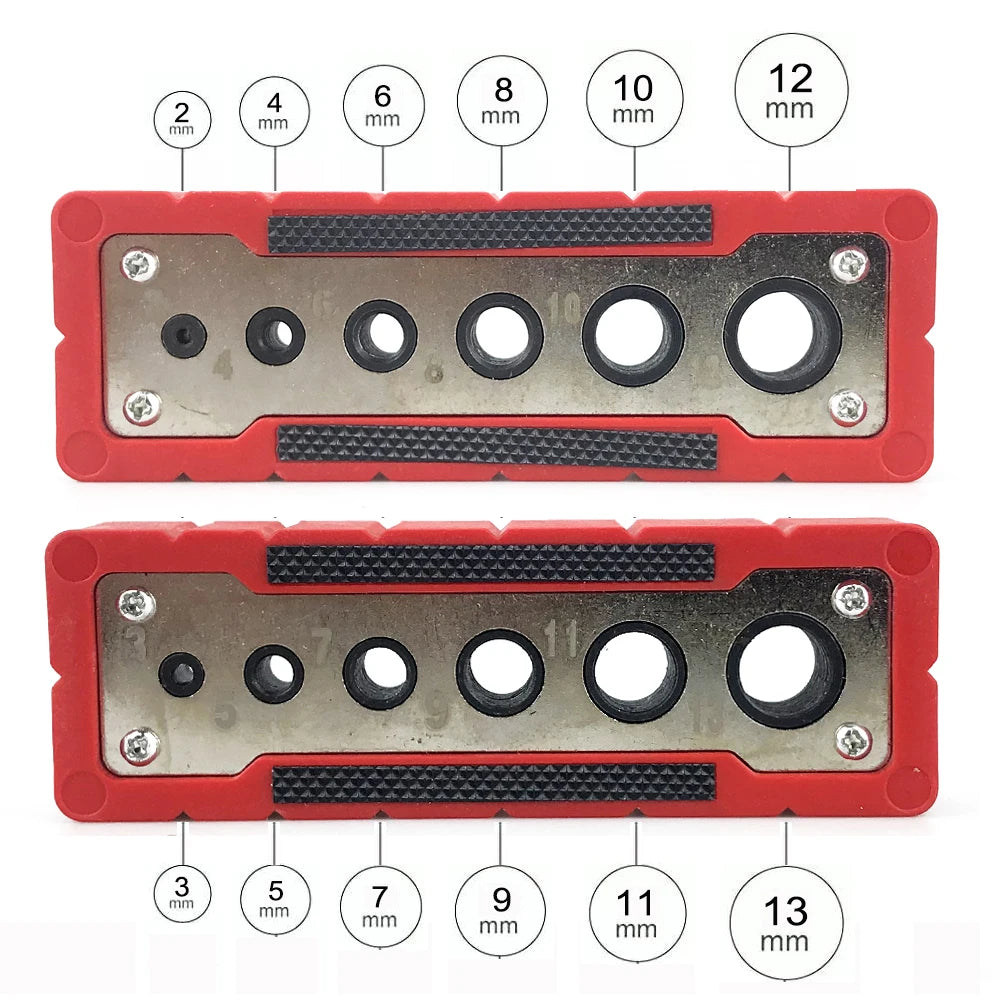 6-Hole Portable 2-12mm/3-13mm Drilling Guide Center Guide Precise Dowel Hole Positioner