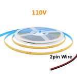 COB LED Light Strip AC 110V 220V With US EU Plug 2PIN Wire Super Bright 240LEDs/m 3000k 4000k 6000k Flexible Lamp 5m 10m 15m 20m