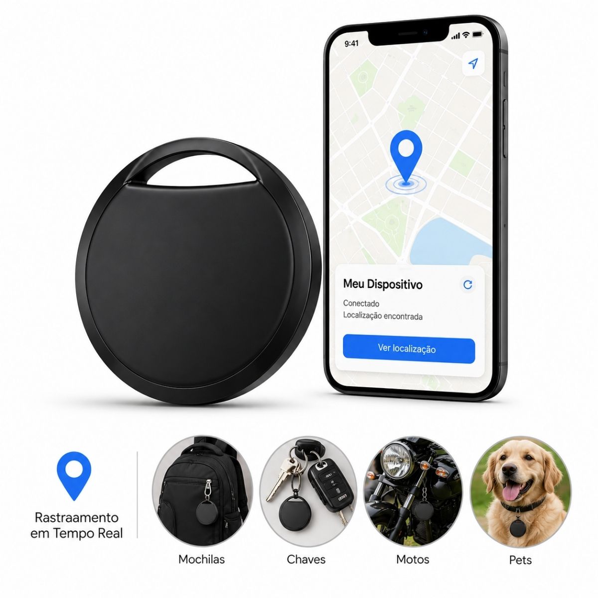 Rastreador Android Inteligente para Chaves, Mochilas, Pets e Veículos
