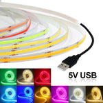 Fita Led Cob 320 Leds/m 5v USB Colorida Inteligente