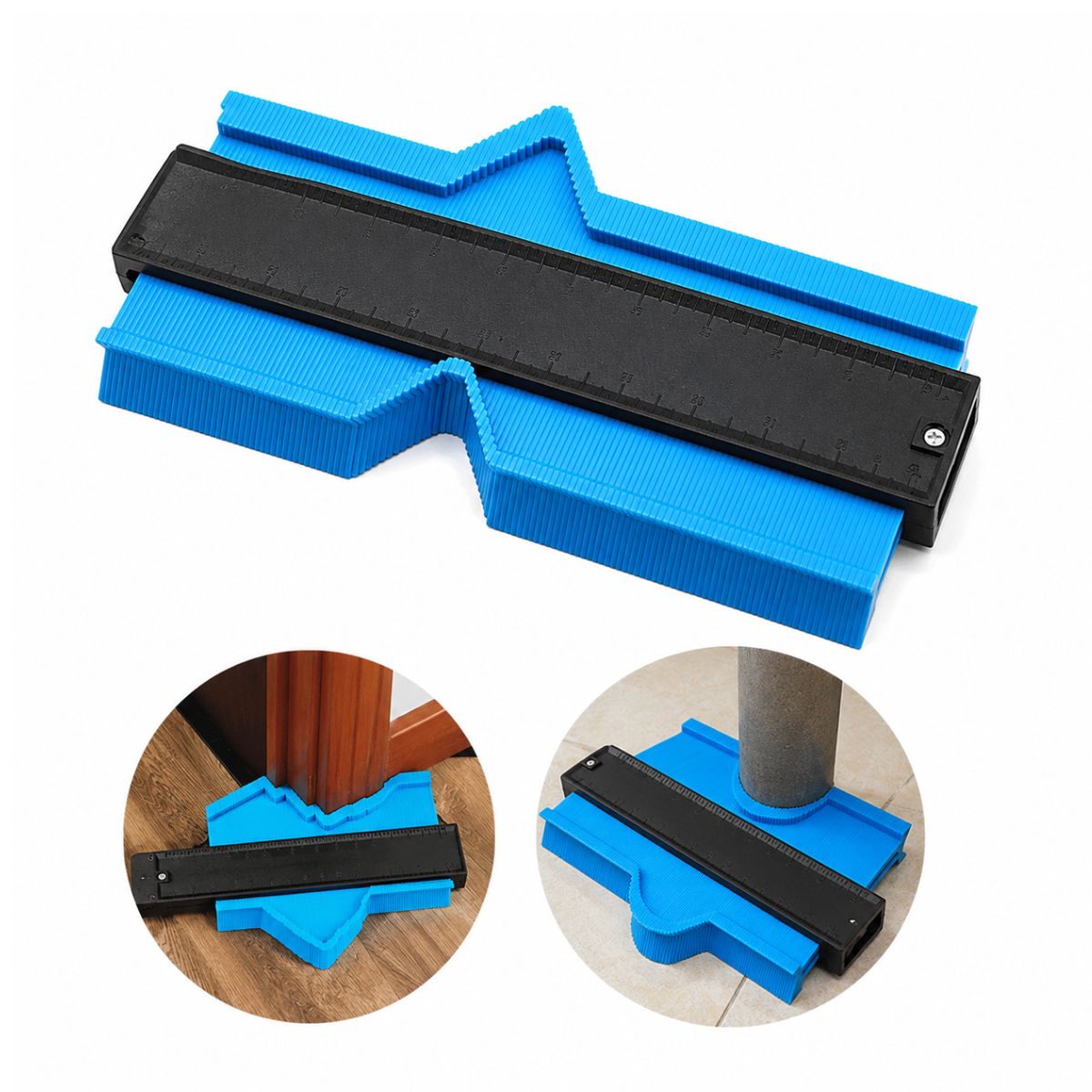 Régua Gabarito de Contorno 25cm/ 12cm para Moldes e Medição de Perfis | Copiador de Formas com Trava