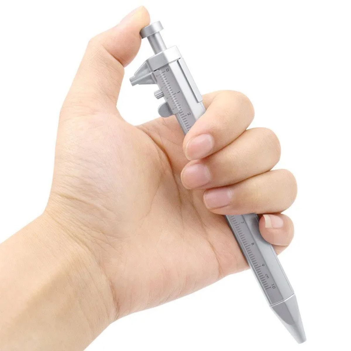Caneta Esferográfica Multifuncional com Paquímetro, Régua de Precisão e Medidor 0–100 mm