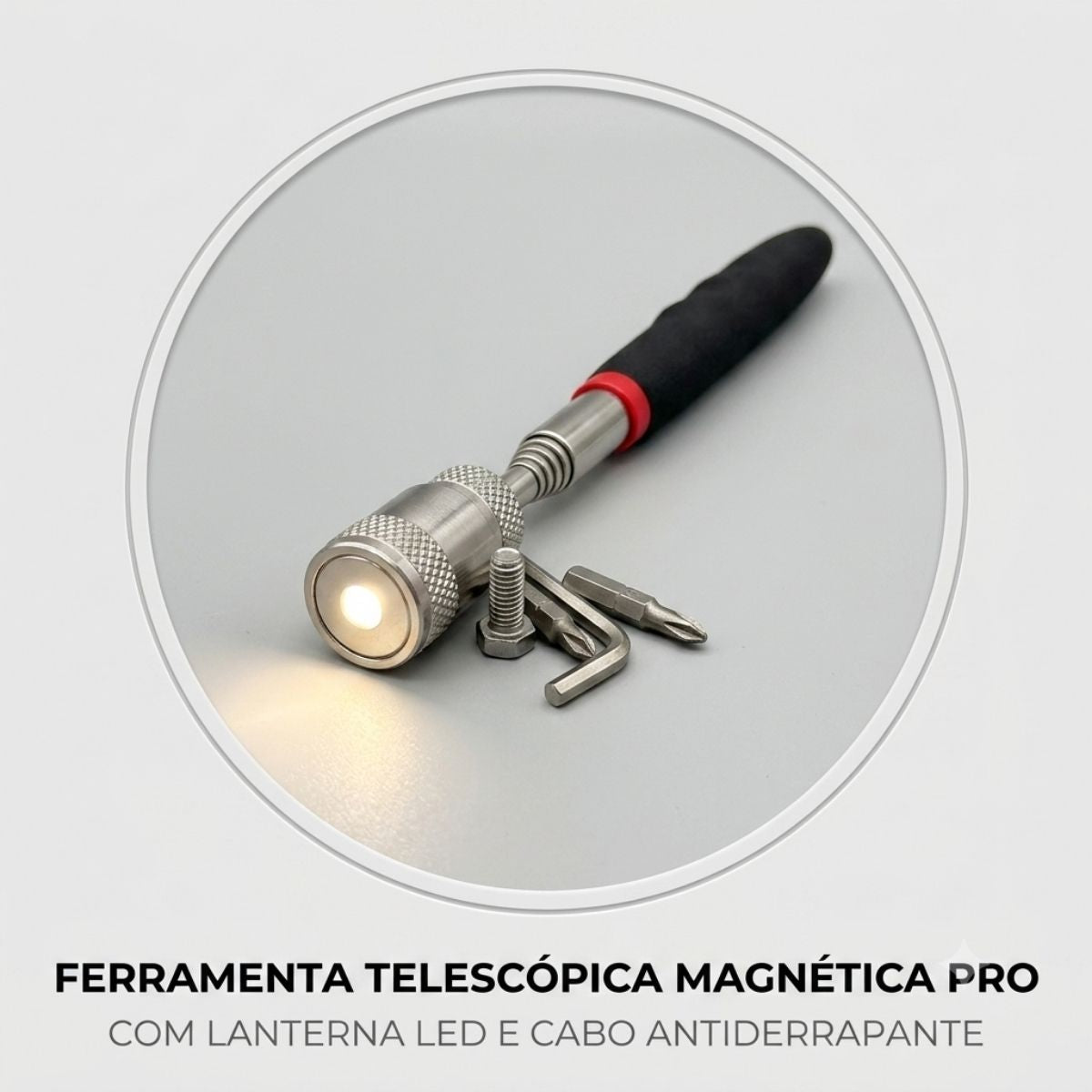 Caneta Magnética Telescópica LED Retrátil para Mecânicos e Oficinas