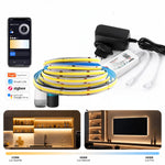 Fita LED COB Inteligente 608 Leds/m 24V Regulável 2700K a 6500K com Controle por App e Voz 5m