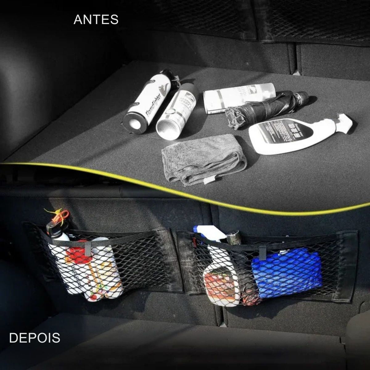 Porta Treco Automotivo Rede Elástica Organizadora para Porta-Malas