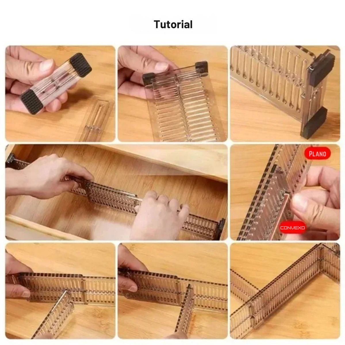 Organizador de Talheres Ajustável para Gaveta Divisor Expansível Transparente