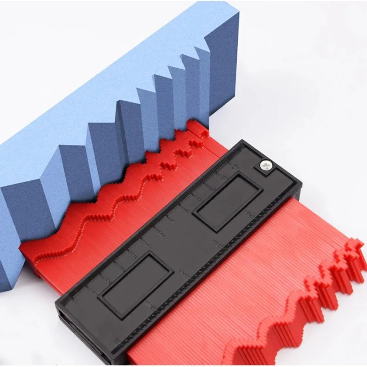 Régua Gabarito de Contorno 25cm/ 12cm para Moldes e Medição de Perfis | Copiador de Formas com Trava