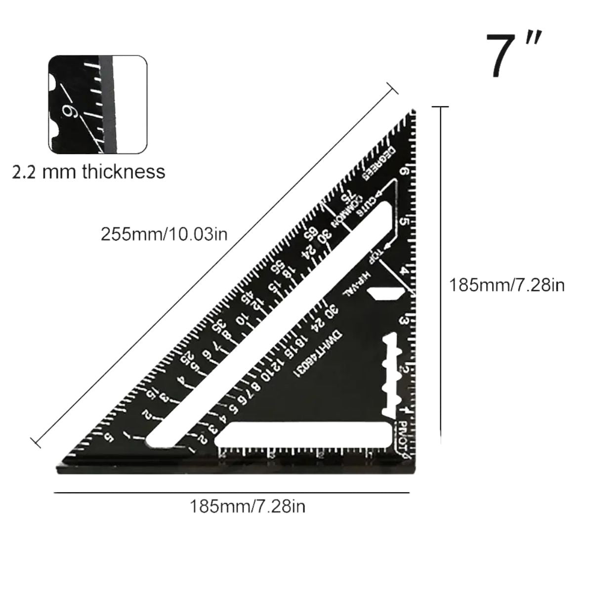 Esquadro Triangular de Alumínio para Marcenaria Carpintaria e Medição Precisa