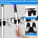 Suporte para Vassouras e Ferramentas de Parede Organizador Multiuso com Ganchos