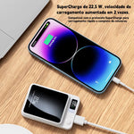 Carregador Portátil Power Bank Magnético 22,5W Carregamento Rápido USB-C com Display Digital