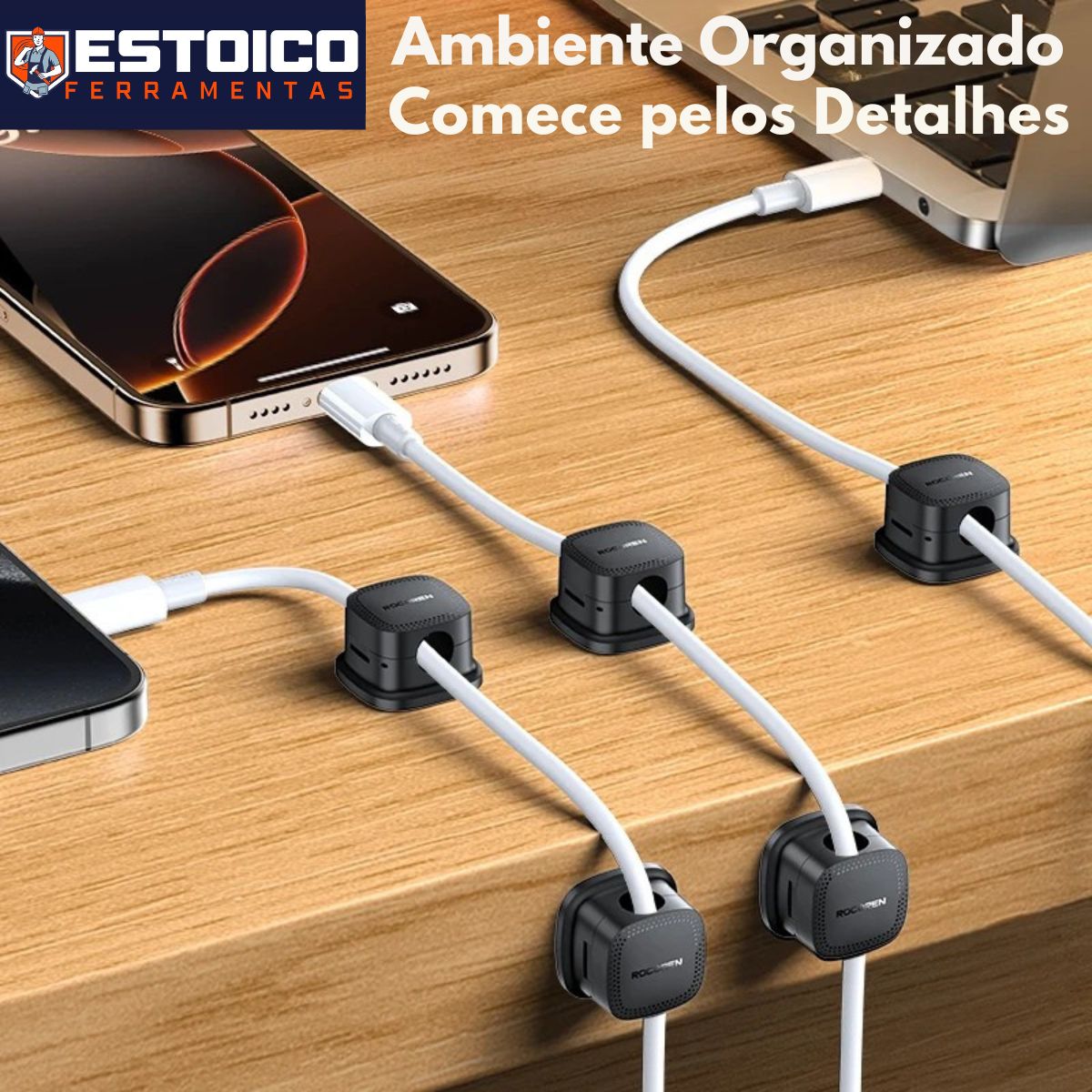 Organizador de Cabos Magnético para Mesa e Escritório | Prendedor de Fios
