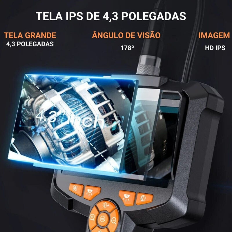 Camera de Inspeção (Industrial Endoscopia 4.3 polegadas IP67 à prova d'água HD1080P 8mm