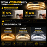 Fita Led Cob 480 Leds Ligação Direta na Rede 127 ou 220v 1800w/m 10mts