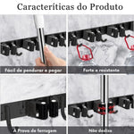Suporte para Vassouras e Ferramentas de Parede Organizador Multiuso com Ganchos