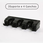 Suporte para Vassouras de Parede com 5 Posições e 6 Ganchos