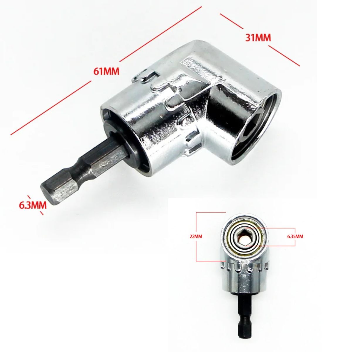 Adaptador Angular para Parafusadeira com Extensão Flexível 360° para Furadeira e Bits Hexagonal 1/4"