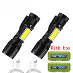 Rechargeable LED Flashlight Zoomable Torch with LCD Display 3 Modes Waterproof High Power Hand Light Outdoor Wilderness Camping