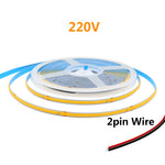 COB LED Light Strip AC 110V 220V With US EU Plug 2PIN Wire Super Bright 240LEDs/m 3000k 4000k 6000k Flexible Lamp 5m 10m 15m 20m