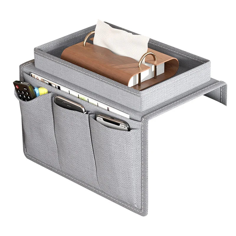 Sofa Armrest Organizer Large Size Pallet Arm Chair With 5 For Headphones Phone Glasses Pockets Couch Arm Tray Home Supplies