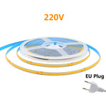 COB LED Light Strip AC 110V 220V With US EU Plug 2PIN Wire Super Bright 240LEDs/m 3000k 4000k 6000k Flexible Lamp 5m 10m 15m 20m