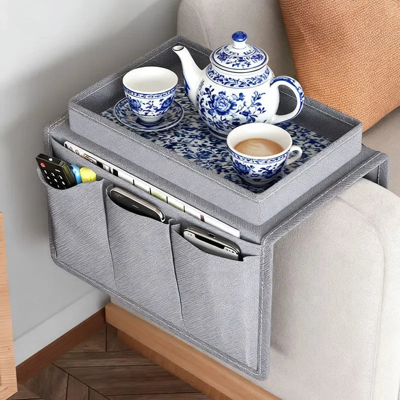 Sofa Armrest Organizer Large Size Pallet Arm Chair With 5 For Headphones Phone Glasses Pockets Couch Arm Tray Home Supplies