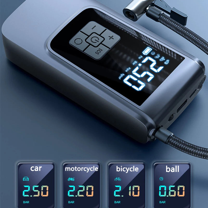 Electric Air Compressor Rechargeable Tire Inflator 12V 150PSI Portable Digital Inflator Pump ，For Car Motorcycle Bicycle Ball